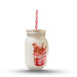 Customized Frosted Mason Jar Personalized Glass Jars with lid and straw with handle Best Gift For Birthday, Anniversary (450ml)