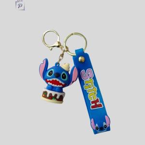 3D Funny Stitch Monster Keychain with Wrist Strap (Blue)